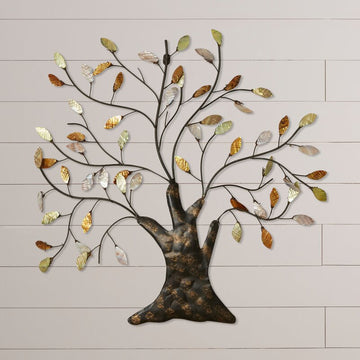 Blicvia Colorful Tree Leaves Sculpture Metal Wall Decor